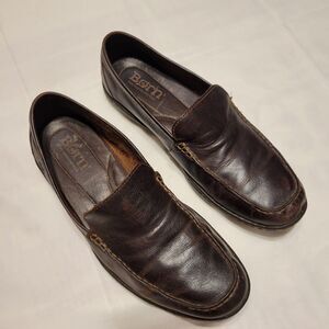 Born Mens Shoes Harmon Slip On Tan Leather Handsewn Loafers Size  10 1/2